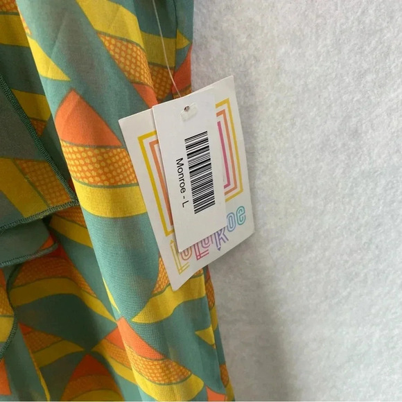 NWT LuLaRoe‎ Large Green Gold Monroe Sheer Kimono Beach Swim Cover Up Fringed L - Picture 5 of 10